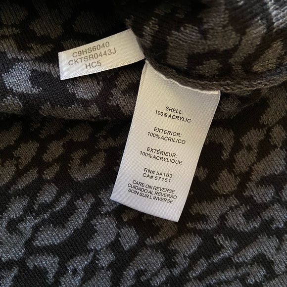 Calvin Klein Leopard Print Cowl Neck Long Sleeve Sweater - Picture 8 of 11